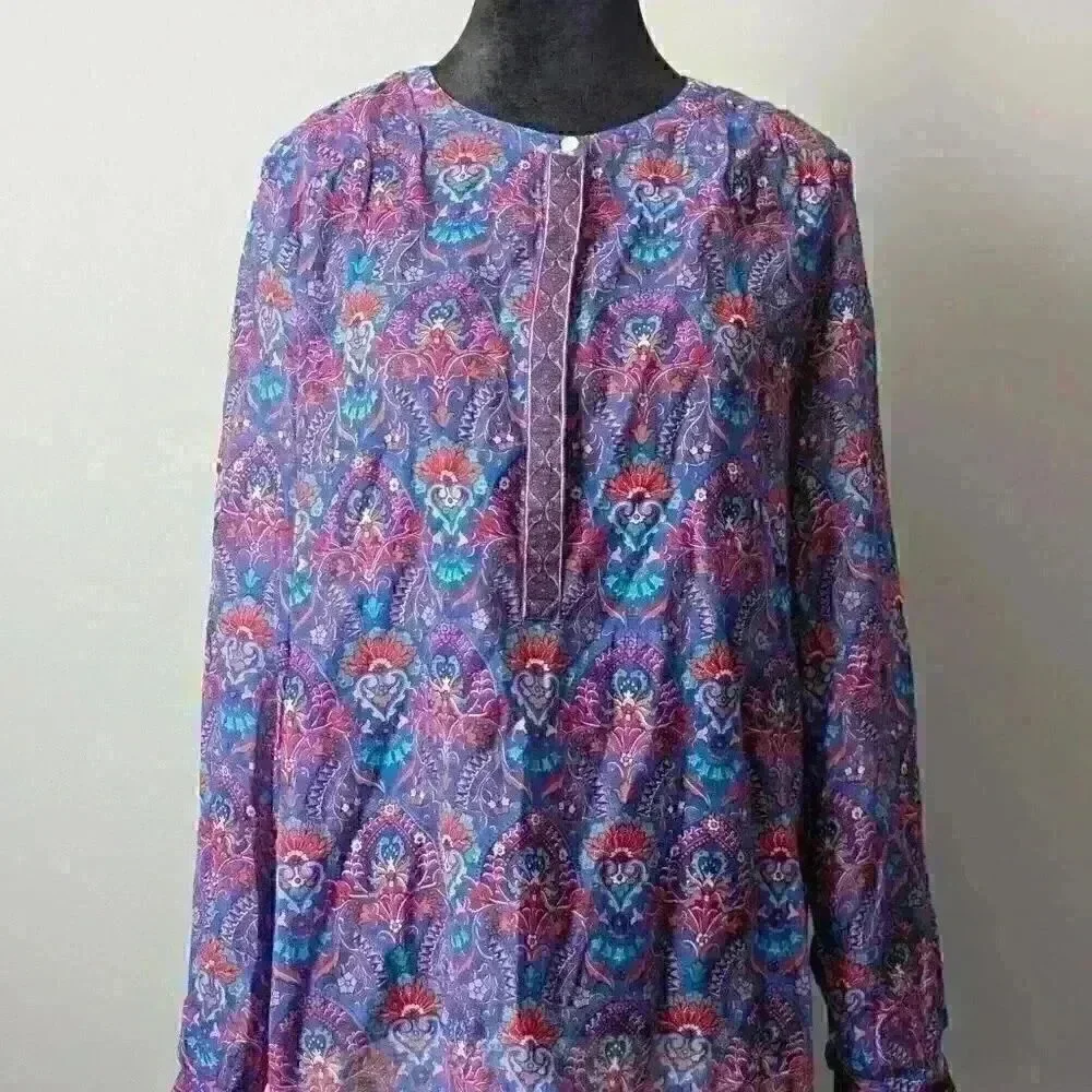 Ann Taylor Loft Boho Style Long Sleeve Blouse -Size S- Light Airy Office wear